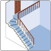 Curved staircase with fan steps needs a custom curving stairlift