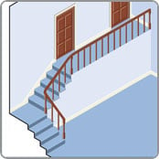 Staicase with a landing for a straight stairlift