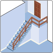 Staight staircase with landing for a stair lift