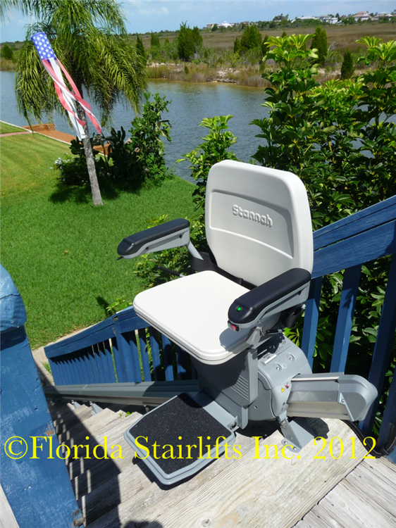 If I was to choose a stairlift for outdoor reliability. longevity and overall customer satisfaction the Stannah stairlift model 320 would be the one. A quality product built to with stand the elements even right next to a saltwater canal.