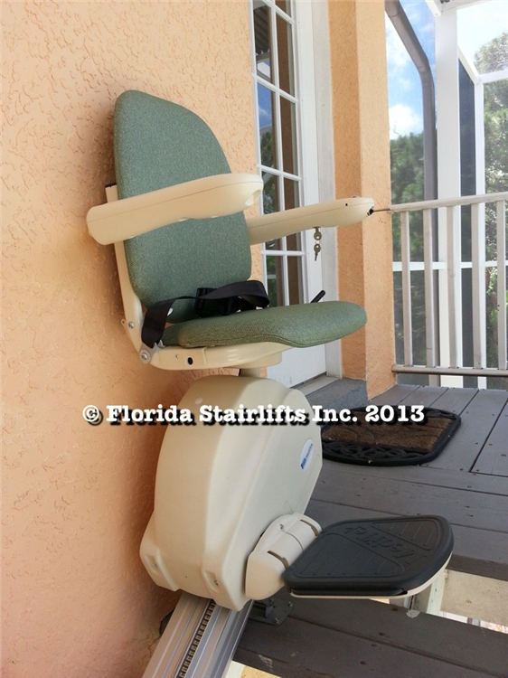 Your outdoor staircase can have a stair lift. This is fully featured, designed for the outside elements to give safe and reliable service for years to come.
