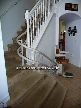 A true custom curved stair lift matches the staircase turns perfectly, no complaints with this one.